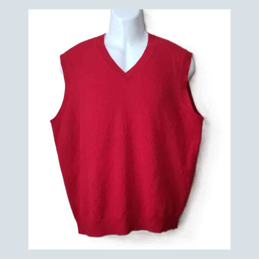 Jos A Bank Red Cashmere Sweater Vest V-Neck Men's Size Large